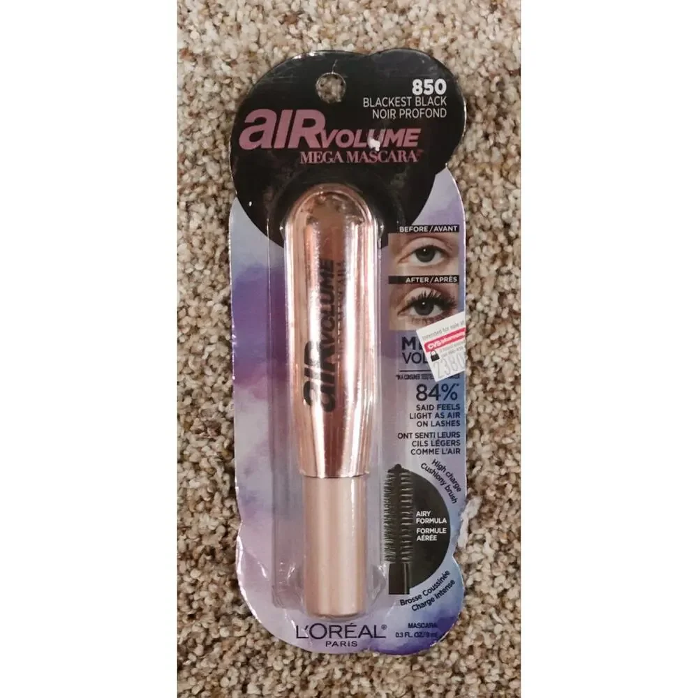 L'Oreal Paris Makeup Air Volume Mega Mascara 853 Blackest Black 0.3 fl oz
